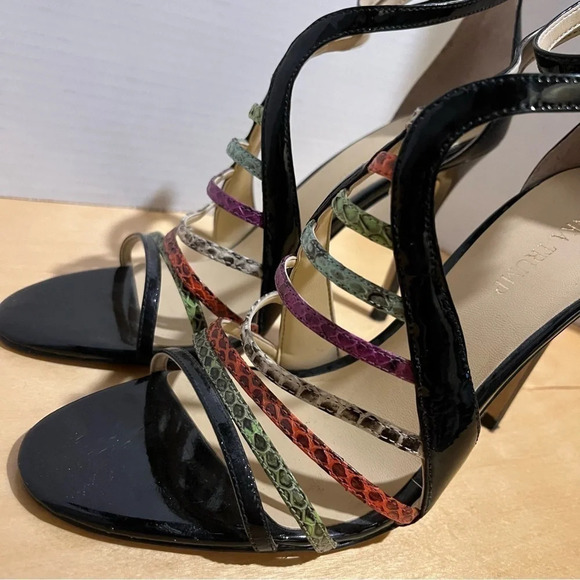Ivanka Trump ITHAYZE8 Strappy Black Colorful Leather High Heels Sandals Size 9.5 - Picture 4 of 12